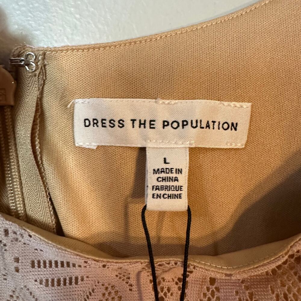 NWT Dress the Population Zahra Sheath Pink Lace Bodycon Midi Dress Size Large - Picture 5 of 12
